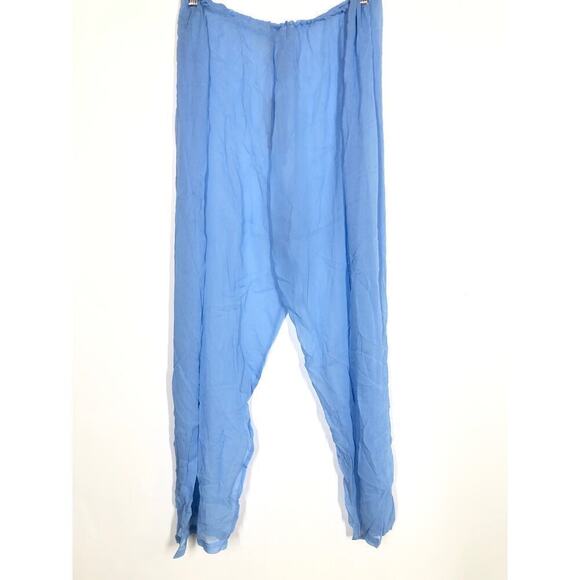 SKIMS Crinkle Silk Chiffon Cover Up Pants Drawstring Sheer Iris Blue NWT Size 4X - Picture 7 of 9